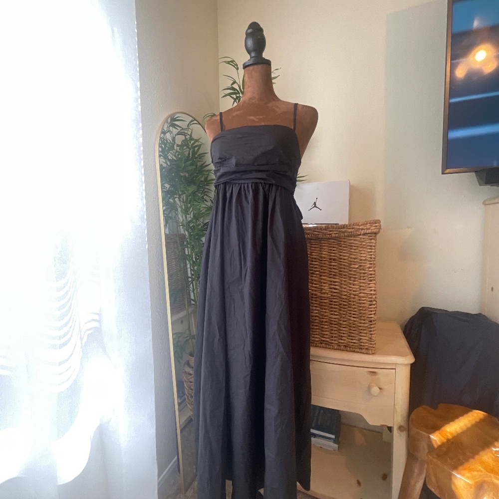 Pink Diamond back tie black midi dress size 6